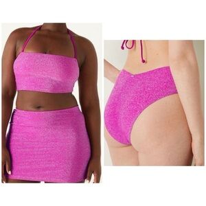 Pink VS Victoria’s Secret 3 piece shimmer swim suit bathing suit size XL